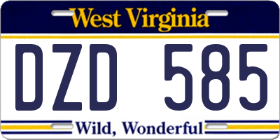 WV license plate DZD585