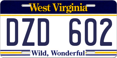 WV license plate DZD602