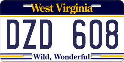 WV license plate DZD608