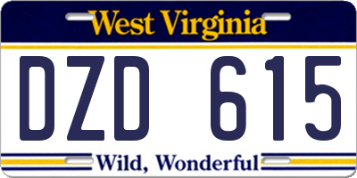 WV license plate DZD615