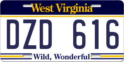 WV license plate DZD616