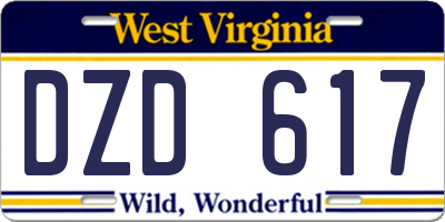 WV license plate DZD617
