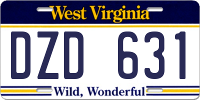 WV license plate DZD631