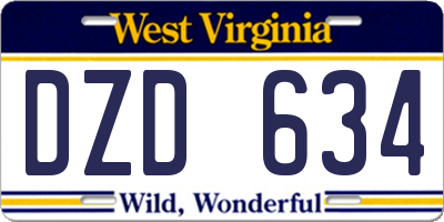 WV license plate DZD634