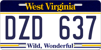 WV license plate DZD637