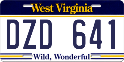 WV license plate DZD641