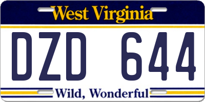 WV license plate DZD644