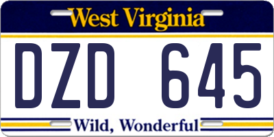 WV license plate DZD645