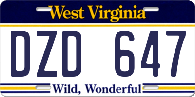 WV license plate DZD647