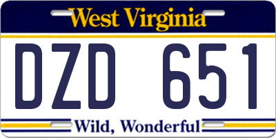 WV license plate DZD651