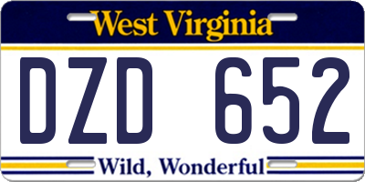 WV license plate DZD652