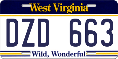 WV license plate DZD663