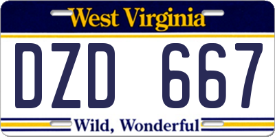 WV license plate DZD667