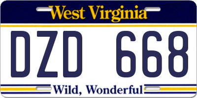 WV license plate DZD668