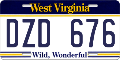 WV license plate DZD676