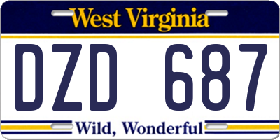 WV license plate DZD687