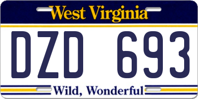 WV license plate DZD693