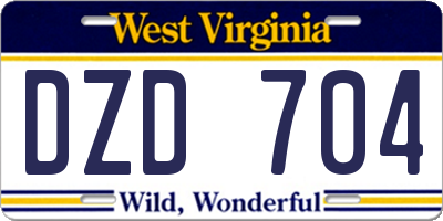 WV license plate DZD704