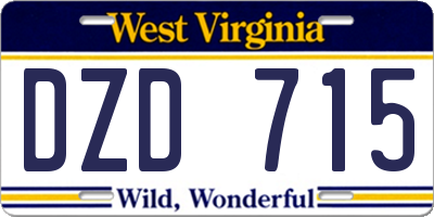 WV license plate DZD715