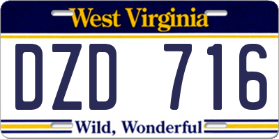 WV license plate DZD716