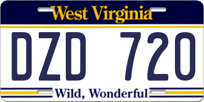 WV license plate DZD720