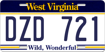 WV license plate DZD721