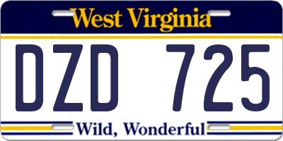 WV license plate DZD725