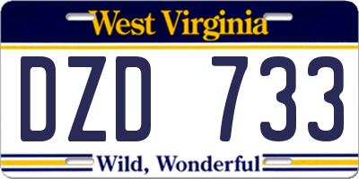 WV license plate DZD733