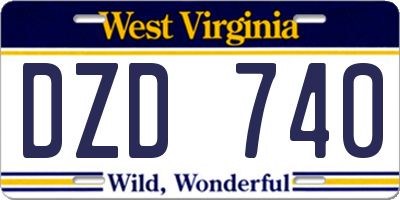 WV license plate DZD740