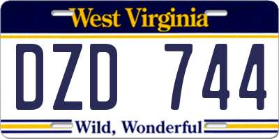 WV license plate DZD744