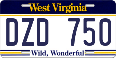 WV license plate DZD750