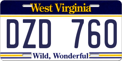 WV license plate DZD760