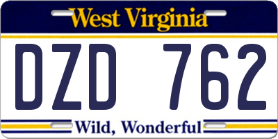 WV license plate DZD762