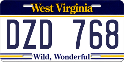 WV license plate DZD768