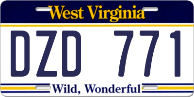 WV license plate DZD771