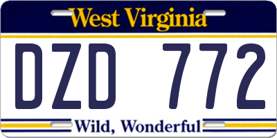 WV license plate DZD772