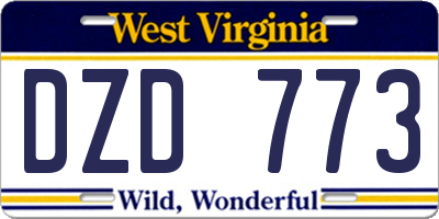 WV license plate DZD773