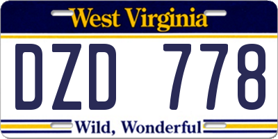 WV license plate DZD778