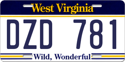 WV license plate DZD781
