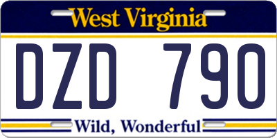 WV license plate DZD790