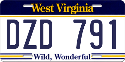 WV license plate DZD791