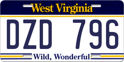 WV license plate DZD796