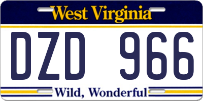 WV license plate DZD966