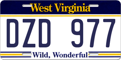 WV license plate DZD977