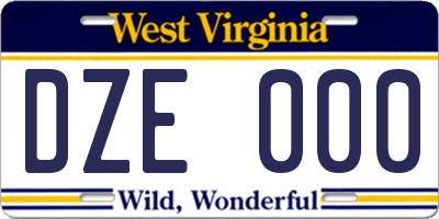 WV license plate DZE000