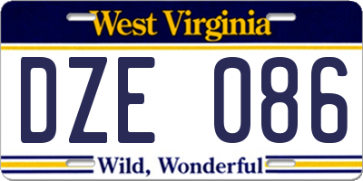 WV license plate DZE086