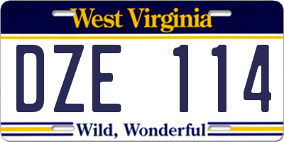WV license plate DZE114