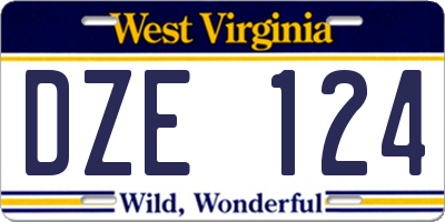 WV license plate DZE124