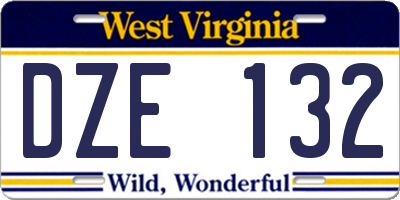 WV license plate DZE132
