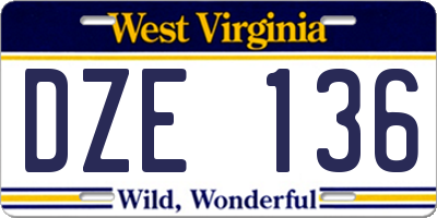WV license plate DZE136